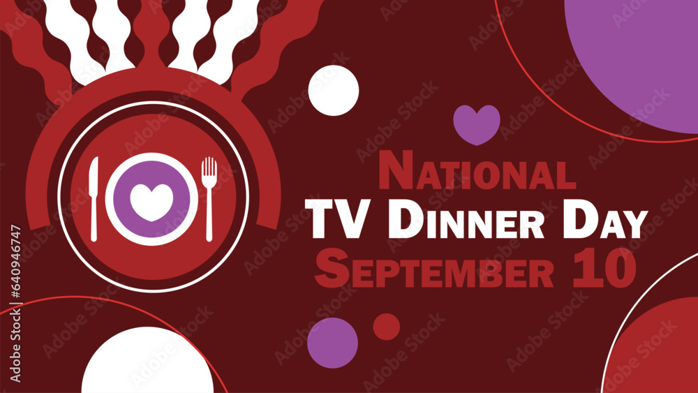 National TV Dinner Day vector banner design. Happy National TV Dinner Day modern minimal graphic poster illustration.
