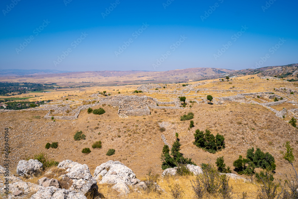 Ruins in the ancient city of Hattusa. Hattusas was the capital of the Hittite Empire in the late Bronze Age.