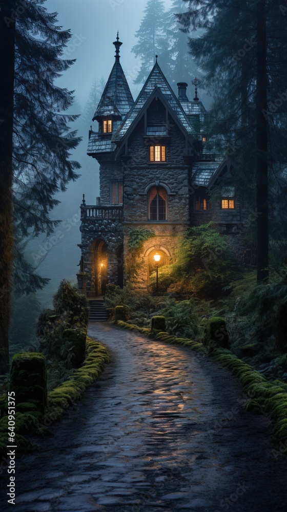 Scary Gothic Abandoned House during Halloween Event. Scary Gothic Abandoned House during Halloween Event.