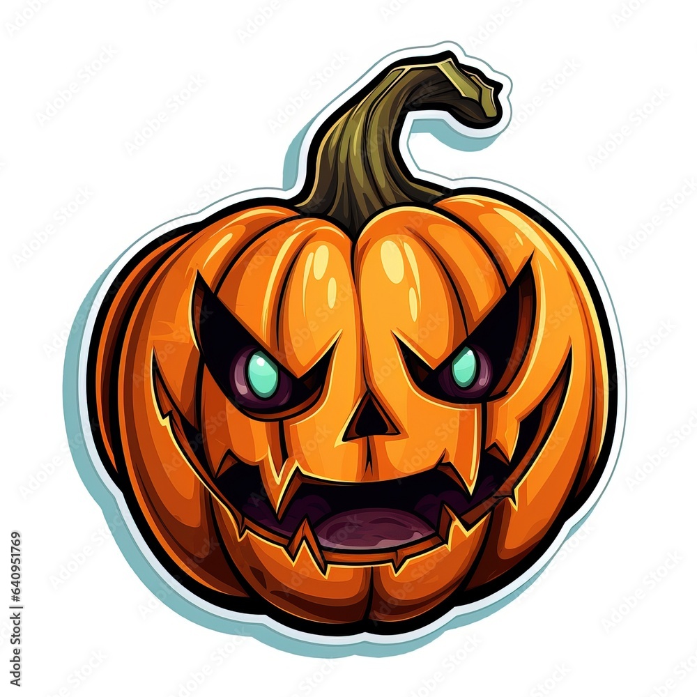 Fototapeta premium Sticker of a Cartoonized Pumpkin on a White Background easy to Cutoff.