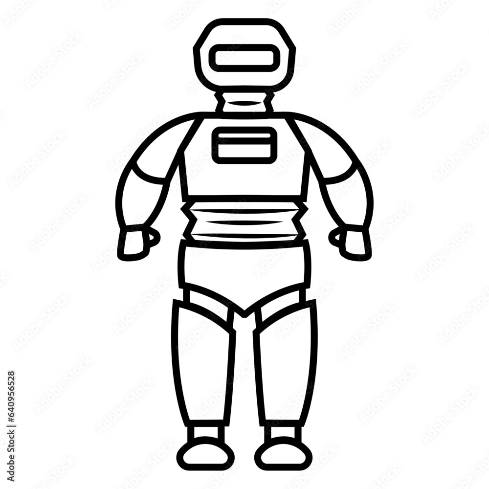 Outline of an isolated robot toy icon Vector