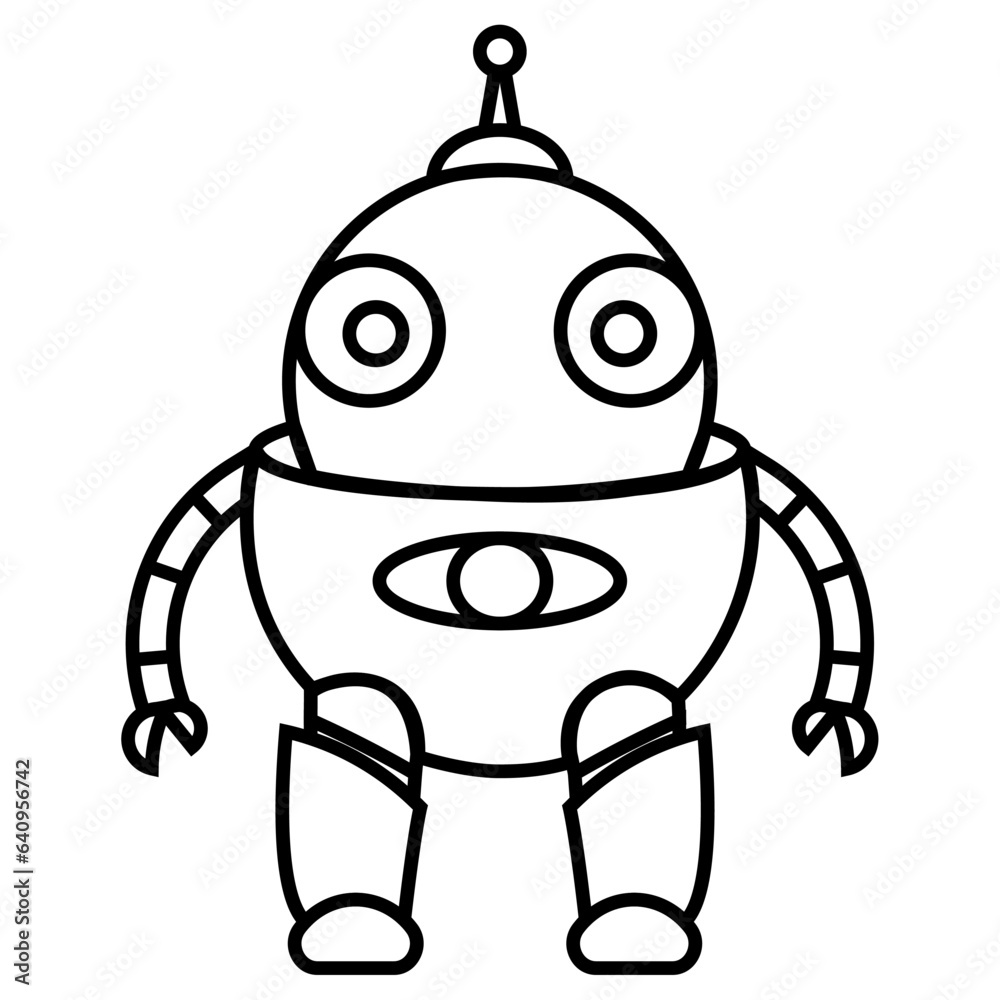 Outline of an isolated robot toy icon Vector Outline of an isolated robot toy icon Vector