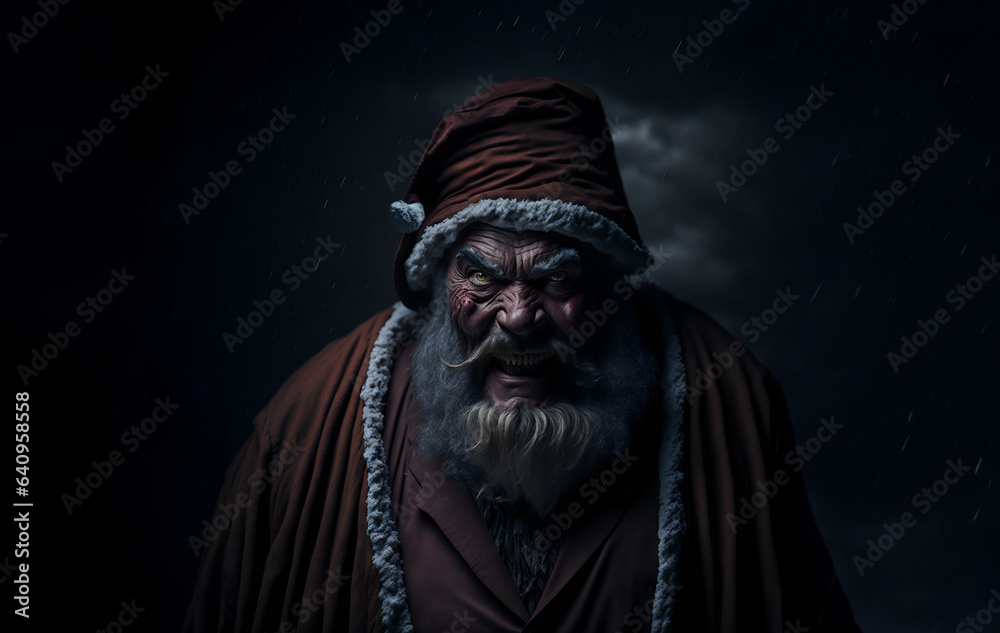 Spooky scary bad Santa Claus zombie. Horror in the north pole: when Santa Claus turned undead Spooky scary bad Santa Claus zombie. Horror in the north pole: when Santa Claus turned undead