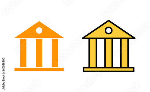 Bank icon set for web and mobile app. Bank sign and symbol, museum, university