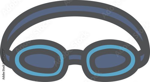 シンプルなスポーツ用品のカラー単品アイコン　水泳　ゴーグル