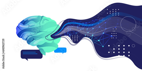 Ai (Artificial Intelligence) Technological digital brain abstract illustration concept, vector