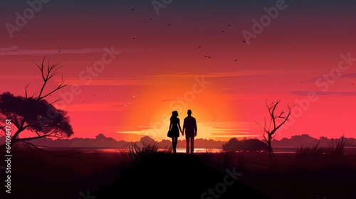 Romantic Sunset Spectrum Clashing Colors Create a Simple Yet Striking Background for a Love-Filled Moment. Generative AI © ShadowHero