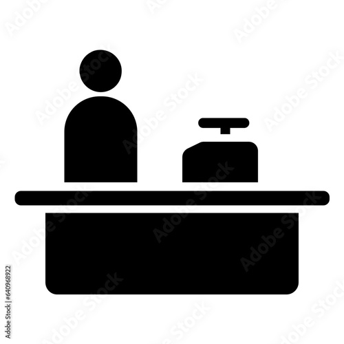 Cashier Icon, Teller Illustration with Glyph Style in Trendy Flat Isolated on White Background. SVG Vector