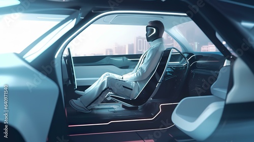 未来の車で自動運転している人間  © buritora