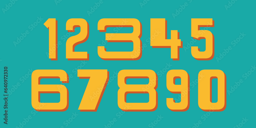 Simple vector creative color shapes' numerals. font alphabet vector illustrations.