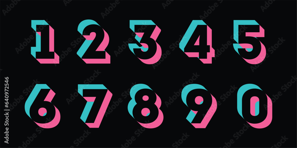 Vector creative color 3D geometry shapes' numerals. font alphabet vector illustrations. - obrazy, fototapety, plakaty 