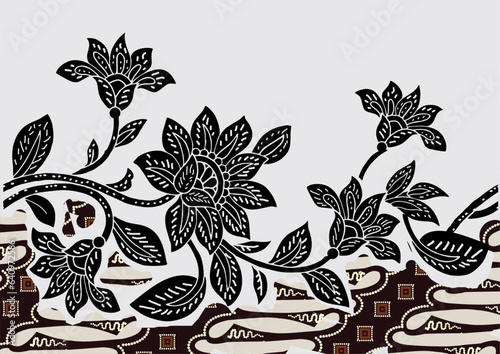 Indonesian batik motifs with very distinctive plant patterns