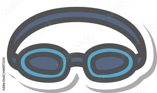 シンプルなスポーツ用品のステッカー単品アイコン　水泳　ゴーグル