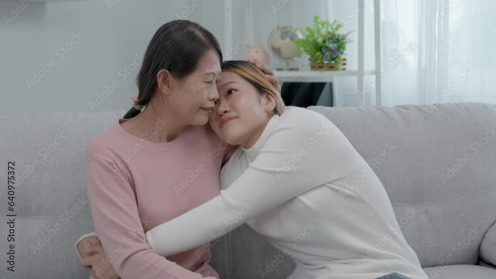 Mother day, cute asian teen girl hugging mature middle age mum. Love, kiss, care, happy smile enjoy family time. celebrate special occasion, happy birthday, merry Christmas. special day Mother day, cute asian teen girl hugging mature middle age mum. Love, kiss, care, happy smile enjoy family time. celebrate special occasion, happy birthday, merry Christmas. special day