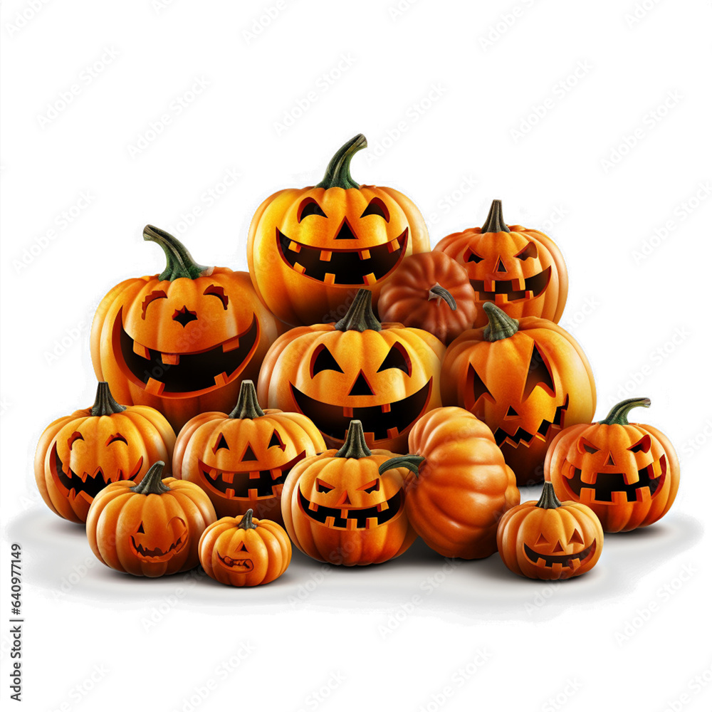 1 Jack-O-Lantern and a high resolution pumpkin. on a white background