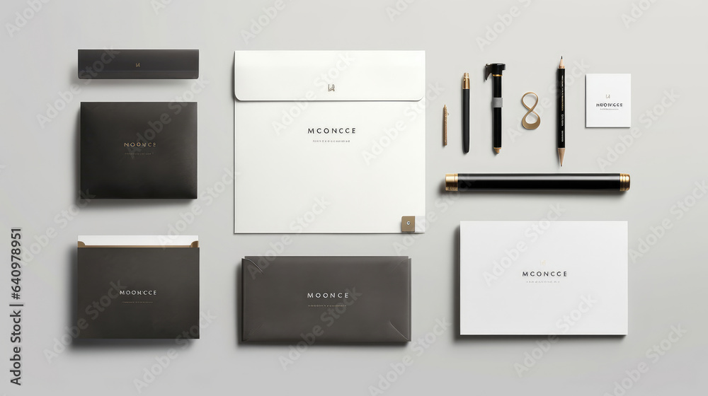 Top-view snapshot of a corporate stationery set mockup Top-view snapshot of a corporate stationery set mockup