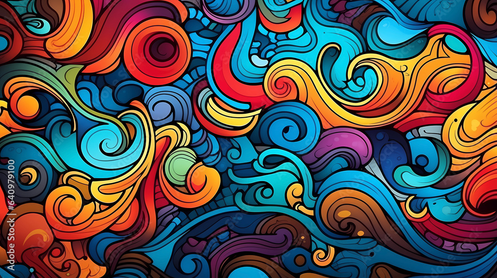 Hand drawn cartoon abstract artistic graffiti background illustration