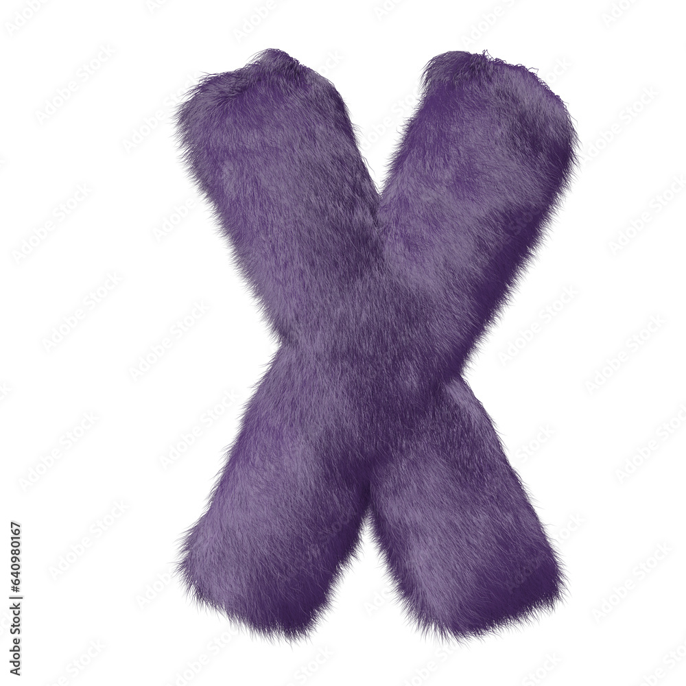 Symbol made of purple fur. letter x Symbol made of purple fur. letter x