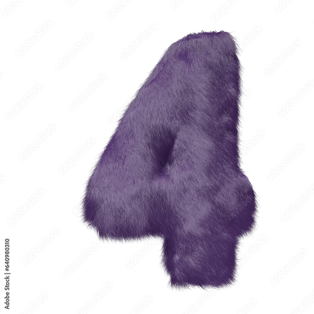 Symbol made of purple fur. number 4 Symbol made of purple fur. number 4