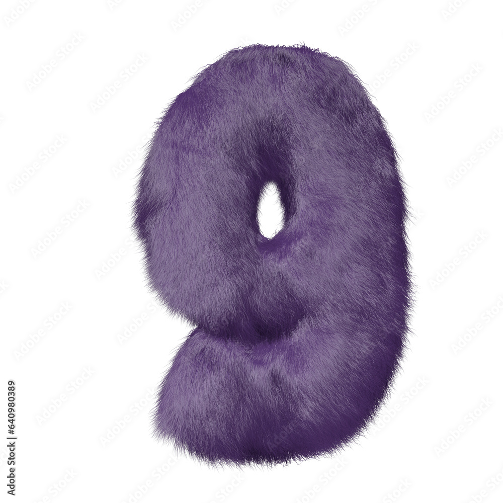 Symbol made of purple fur. number 9 Symbol made of purple fur. number 9
