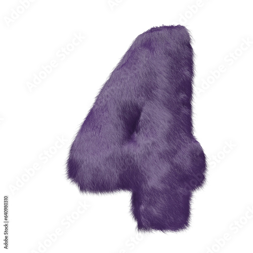Symbol made of purple fur. number 4
