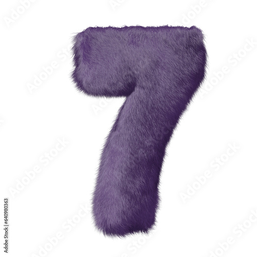Symbol made of purple fur. number 7