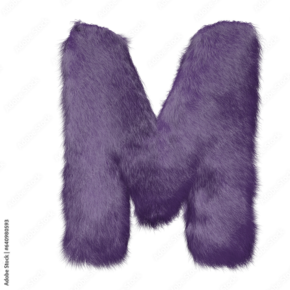 Symbol made of purple fur. letter m Symbol made of purple fur. letter m