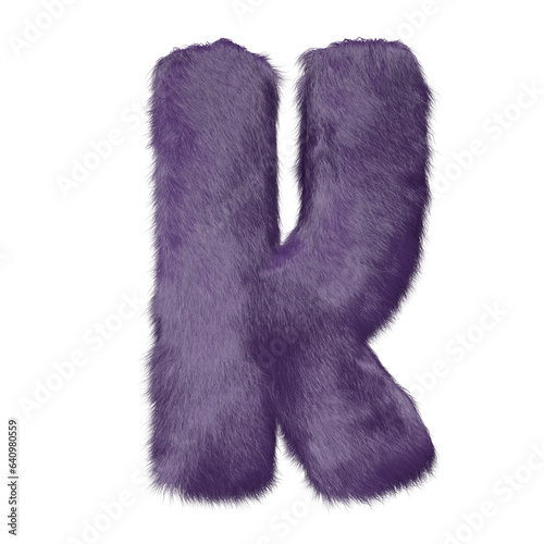 Symbol made of purple fur. letter k