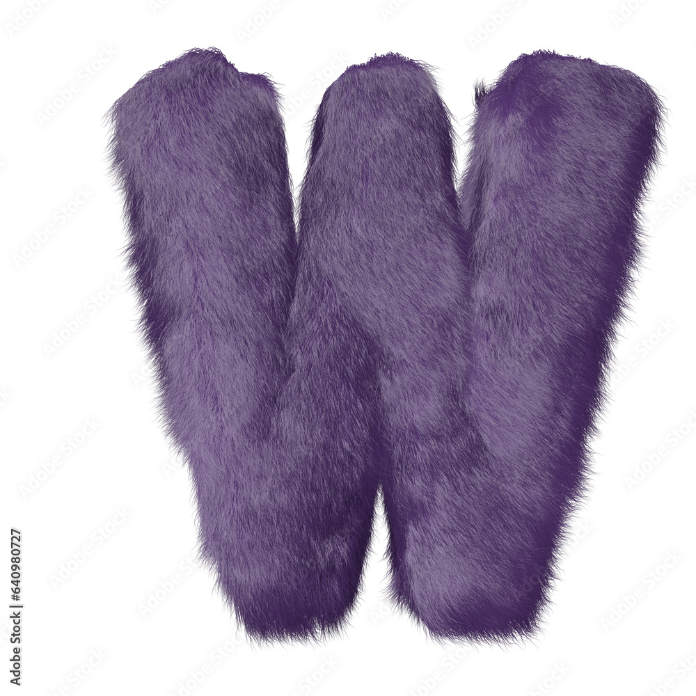 Symbol made of purple fur. letter w Symbol made of purple fur. letter w