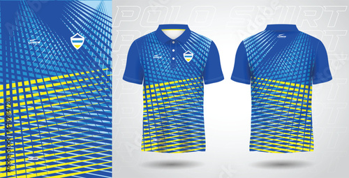 blue yellow polo sport shirt sublimation jersey template design mockup