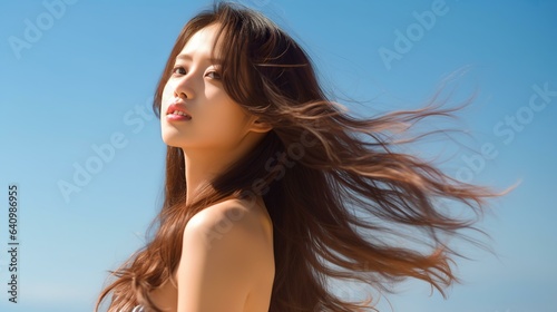 青空の中にいる女優・アジア人女性（夏・空）
 photo