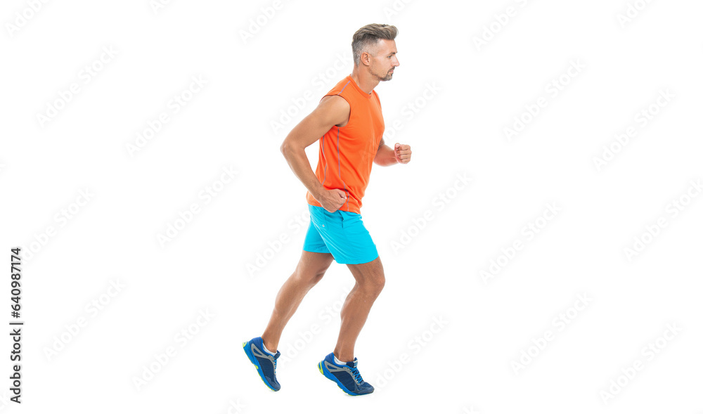 side view of runner at a long sport run. runner run isolated on white studio. sport runner crossed the finish line after completing marathon. runner sprinted with incredible speed. sport competition side view of runner at a long sport run. runner run isolated on white studio. sport runner crossed the finish line after completing marathon. runner sprinted with incredible speed. sport competition
