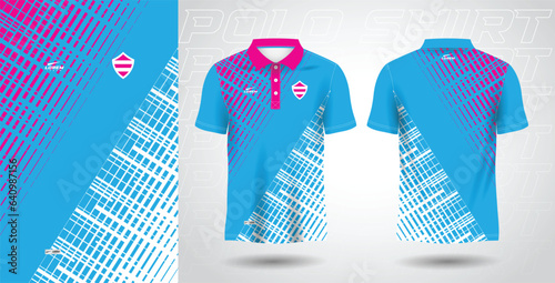 blue pink polo sport shirt sublimation jersey template design mockup