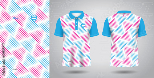 blue pink polo sport shirt sublimation jersey template design mockup