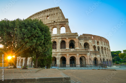 Colosseum in Rome at sunrise, Italy, Europe