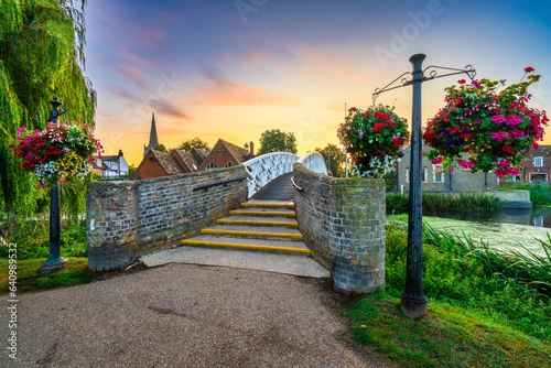 Chinese Bridge at sunrise in Godmanchester Cambridgeshire England photo