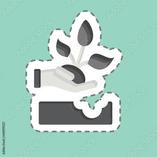 Sticker line cut Replant. related to Environment symbol. simple illustration. conservation. earth. clean