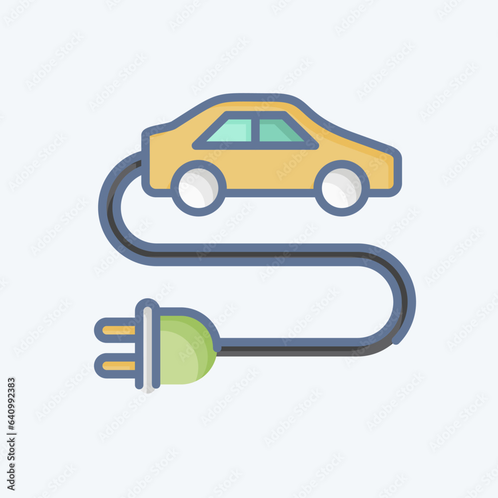 Icon Electric Car. related to Environment symbol. doodle style. simple illustration. conservation. earth. clean