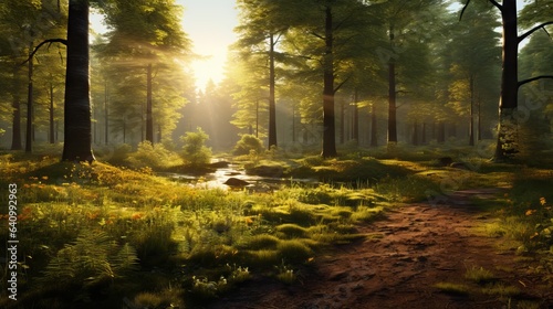 Lush Green Forest Bathed in Magical Sun Light © MMPhoto21