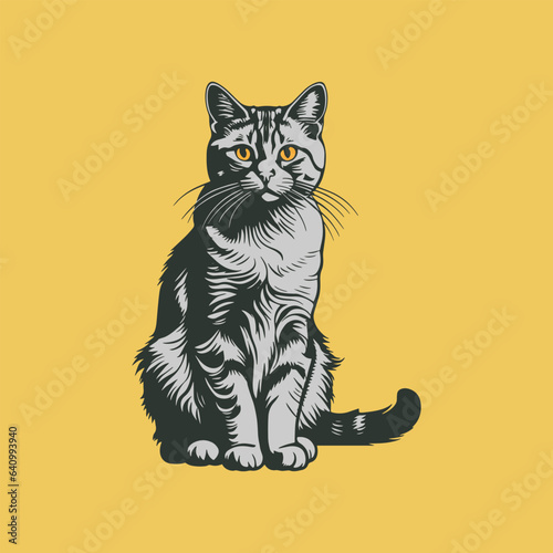 cat illustration logo design vector icon symbol