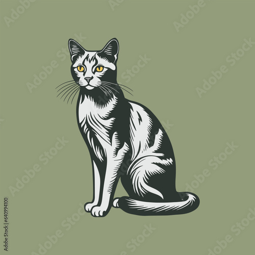 cat illustration logo design vector