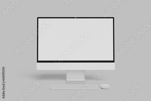 
Modern computer monitor mockup with blank wireframing pages. Concept for showcasing web-design projects.
