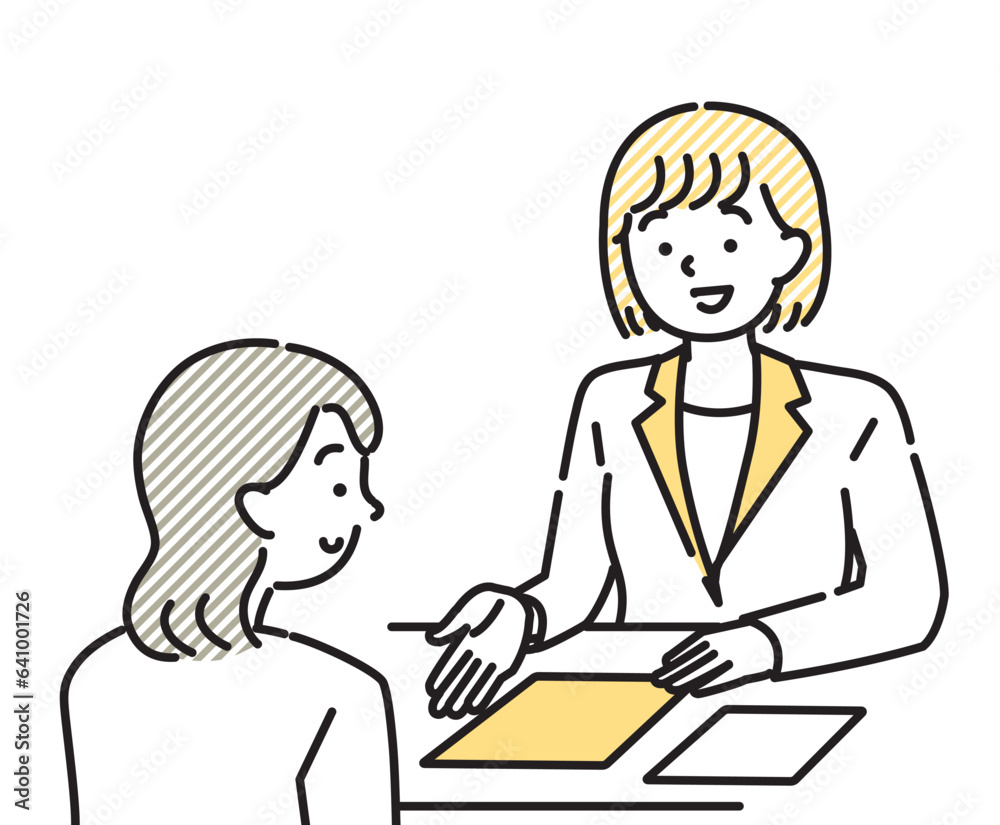 顧客に説明をする女性社員のイラスト素材 営業 顧客に説明をする女性社員のイラスト素材 営業