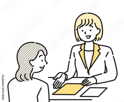 顧客に説明をする女性社員のイラスト素材　営業