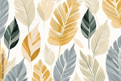 Botanical Elegance: Abstract Foliage Illustration on a Background Canvas. Generative AI