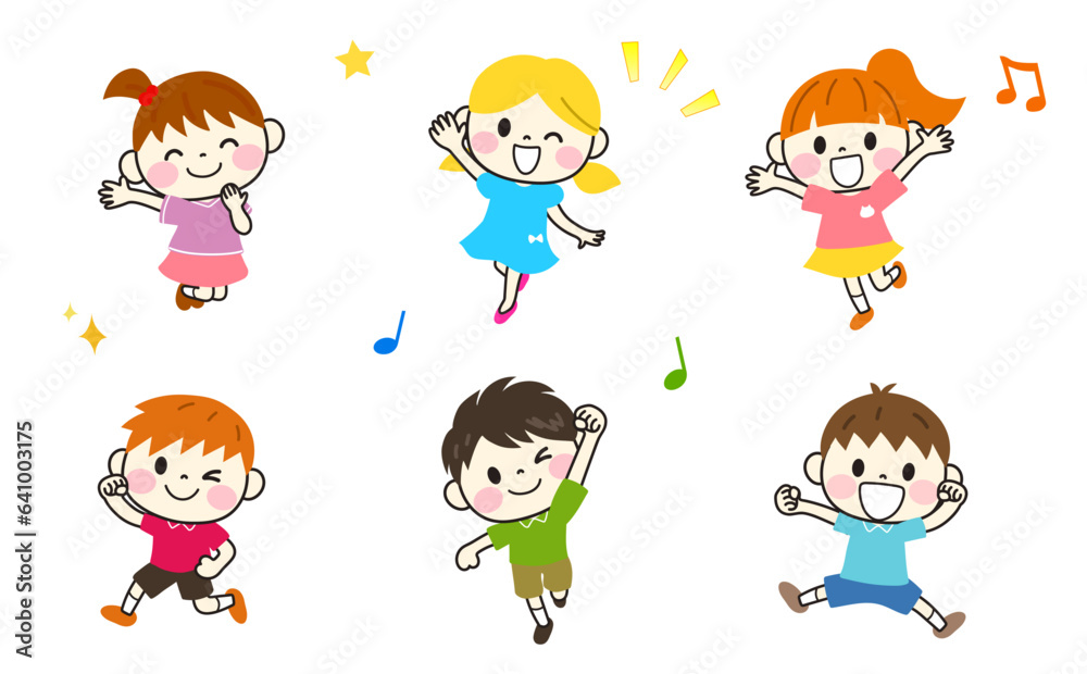 元気な子供たちのベクターイラストセット 元気な子供たちのベクターイラストセット