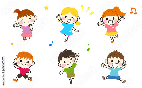 元気な子供たちのベクターイラストセット