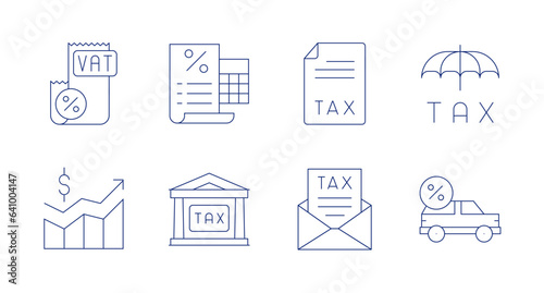 Tax icons. editable stroke. Containing tax, value, taxes, tax office, insurance, car. © Spaceicon