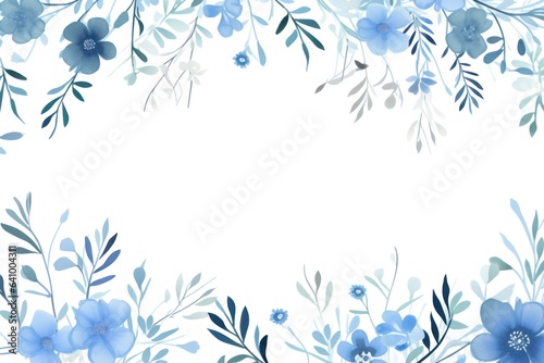 Botanical Elegance  Blue Abstract Foliage Illustration on a Background Canvas. Generative AI