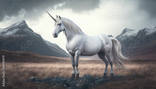 Majestic Unicorn Standing in Great Plains with Fiery Temper © Taiga NYC